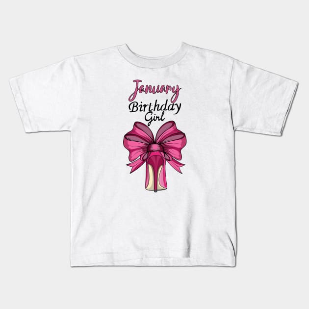 January Birthday Girl Kids T-Shirt by Designoholic
